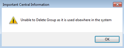 Central - Maintenance - User defined - Extra Field Groups - message unable to delete.PNG