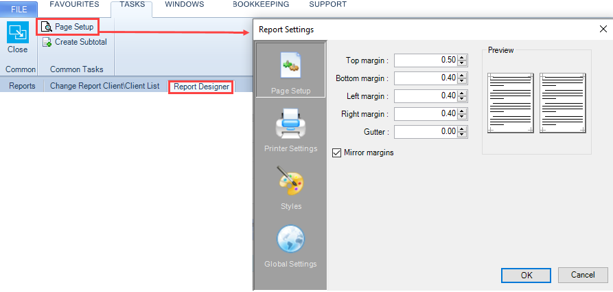 Smart reports - Smart Reports - report designer tab - page setup.PNG